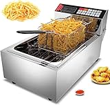 Gewerbliche Fritteuse Elektrischer Edelstahl, Einzeltank mit abnehmbarem Korb, Heizelement und Temperatureinstellung für Fast Food in der Küche