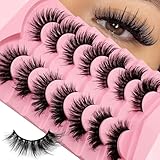 3D Falsche Wimpern Wispy Natürliche Künstliche Wimpern Extensions Set, 20mm Long Fairy Künstliche Wimpern Natürlich Look, 5 Paare Wiederverwendbar Handgemachte Leichte Faux Mink Wimpern(ZD98)