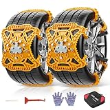 Schneeketten Universal, 6 Stück EAGLE CLAW Snow Chains Verstellbare Winterreifen Winter Auto Zubehör für Auto LKW SUV Reifenbreite 165-265mm /Seitenverhältnis 35-85 Felgendurchmesser R12-R22 (gelb)