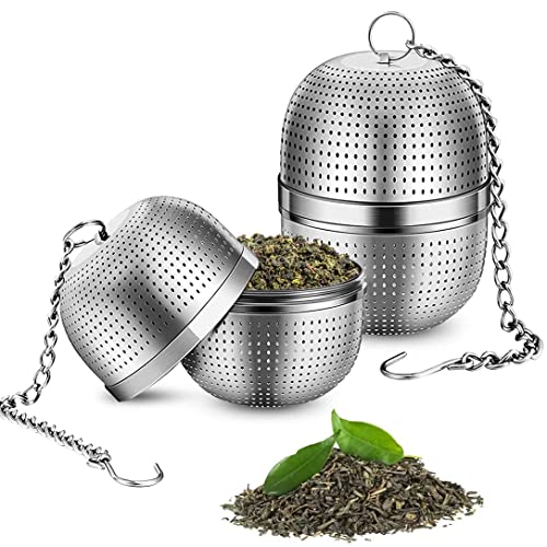 Tee ei Teeei für Losen Tee Teesieb Edelstahl 2er, Moseem Tee Ei Sieb 304 Edelstahl Teesieb für Tasse für die Meisten Tasseteekanne Teefilterhalt Teehalter Gewürzei für Teekannen