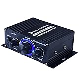 Romicta HiFi-Verstärker AK170,Mini Stereo Audioverstärker für Zuhause und Auto, Leistungsverstärker mit Zwei Kanälen und Cinch-Eingang, LED, 200 W + 200 W, 12 V, AK-170