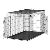 Feandrea Hundekäfig, klappbar, mit 2 Türen, ausziehbare Kunststoffschale, 136 x 79 x 87 cm, XXXL, schwarz PPD054B01