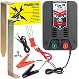 Power XXL A1000 Set 12V Elektrozaungerät Weidezaungerät inklusive Zubehör für mittlere Einzäunungen, Weidezaun Paddock Gehege 11.400 Volt 1,47 Joule