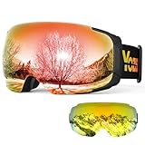 YOZISS Skibrille, Snowboardbrille mit austauschbarer magnetischer Linse, OTG-Skibrille, UV400-Schutz, beschlagfrei, Schneesportbrille für Snowboarden