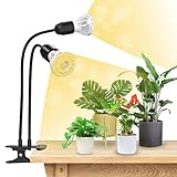 SANSI Pflanzenlampe 20W Vollspektrum Wachstumslampe, starker Griffclip fixiert, 360° Schwanenhals, geeignet für Zimmerpflanzenwachstum, Garten, Gewächshaus, mit 2 E27-Pflanzenwachstumslampen Metall