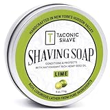 Taconic Shave Barbershop Quality Shaving Soap for Men & Women with Anti-Oxidant Rich Seed Oils – Moisturizing Shaving Soap for All Skin Types (Lime)
