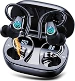 Bluetooth Kopfhörer Sport, Kopfhörer Kabellos Bluetooth 5.3 Mit ENC Mic, 50std Hifi Stereo Tiefer Bass Ohrhörer Mit Led-Anzeige, Ip7 Wasserdicht Wireless Earbuds Mit Ohrhaken Für Sport,Usb-C,Schwarz