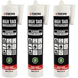 TECPO High Tack Montagekleber, 3X 455g zum Kleben, Dichten und Montieren Baukleber für Innen-und Außenbereich MS-Polymer Baukleber mit starker Anfangshaftung für Bauteile Kleben statt Bohren
