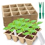 MOAZIFI Anzuchttöpfe, Pflanztöpfe Anzucht, 13 Teile Set Mit 12er-Tray Und Zubehör, Ideal Für Gartenbau Und Landwirtschaft,Anzuchttöpfe Eckig, Pikiertöpfe