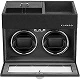 Vlando Automatische Uhrenbeweger 2 Uhren, Watch-Winder Leder, Schmuckaufbewahrung, Japanischem Leisen Motoren, LED Beleuchtung, Wechselstromadapter, Luxuriöse Uhrenbeweger Box