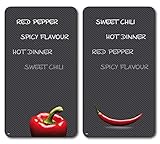Kesper 3652513 Multi-Glasschneideplatte, 2-er Pack, Motiv: Chili, Maße: 52 x 30 x 0,8 cm