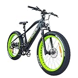 Highphoria E-Fatbike 26 Zoll Elektrofahrrad • E-Bike mit fetten Reifen • Fat Tire E-Mountainbike (Herren & Damen) • Hydraulische Federgabel • Pedelec (Schwarz/Grün)