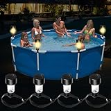 Afenau Poolbeleuchtung Solar, 4 Stück Teichbeleuchtung Solar, 600mah, IP44 Wasserdicht, Pool Beleuchtung, Poolbeleuchtung Schwimmend für Pool Garten Deko,Treppen, Zaun, Hof (Warmes Licht)