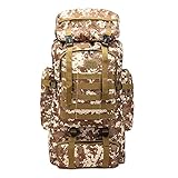 Rockreyoa Große Kapazität Trekkingrucksack 80L Herren Damen Wanderrucksack Camping Rucksack Reiserucksack Wasserdicht Outdoorrucksack Backpacker für Camping Trekking Mountainering Wüstentarnung