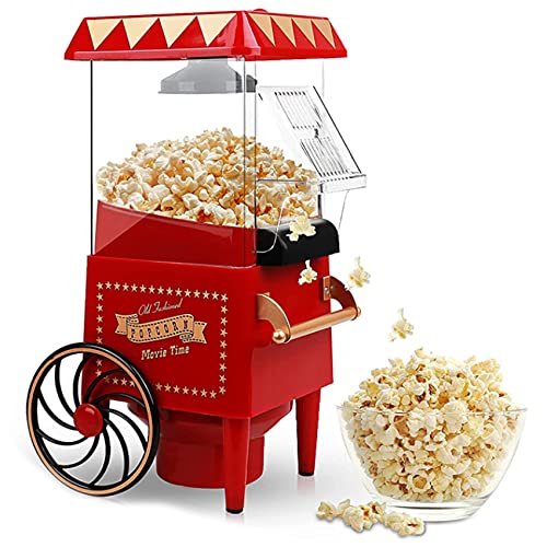 SEDUCE Popcorn Hersteller, Heiß Luft Popcorn Maschine Vintage Tisch Elektrischer Popcorn Popper, Gesunder und Schneller Snack für zu Hause EU Stecker