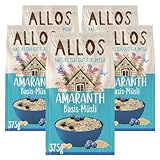 Allos Amaranth Basis Müsli | Müsli ohne Zucker | Bio Müsli | Haferflocken | Frühstückscerealien | mit Honig gesüßt | 5er Pack (5 x 375g)