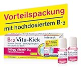 tetesept B12 Vita-Kick Trinkampullen - Ergänzungsmittel mit hochdosiertem Vitamin B12 & Eiweißbausteinen - Himbeergeschmack - 1 Packung à 18 Trinkfläschchen [Nahrungsergänzungsmittel]