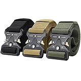 Ginwee 3 Pack Taktischer Gürtel, Militär-Stil, Gurtband, Riggers Web Gürtel, Schwerlast-Schnellverschluss Metallschnalle Gürtel für Herren