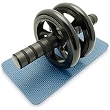 CampTeck U6665 Dual AB Roller Bauchtrainer Roller Bauchmuskeltrainer mit Knieauflage & Komfortgriffen, Bauchroller Perfekt für Fitnesstraining Muskelaufbau - Schwarz