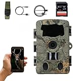 5K 60MP Wildkamera, 98FT 130 Weitwinkel Jagdkamera mit WLAN (inklusive App), 0.05s Auslösezeit Nachtsicht Bewegungssensor, IP66 Wasserdicht, blendfreie Infrarot-LED Überwachungskamera, mit 32GB