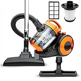 TurboTronic By Z-LINE Multi-Zyklon Staubsauger, 19 kPa Saugkraft (extrem), 900 Watt Hocheffizienzmotor, 1x Filterset, beutelloser Bodenstaubsauger (ORANGE)