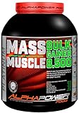 ALPHAPOWER FOOD Maas - Whey, Muscle Weight Gainer I Mega, Muskelmasse & Muskelaufbau - Protein - Eiweiß, Kohlenhydrate – Pulver - Shake für Hardgainer, 2kg Vanille + Creatin, Bcaa, MCT Öl