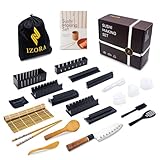 Izora Sushi Maker Set mit Anfänger-Guide inkl. ausführlicher Anleitung, einfache Rezeptvorschläge - Sushi Set zum selber machen mit stilvoller Geschenkbox, praktischem Stoffbeutel - Premium Sushi Set