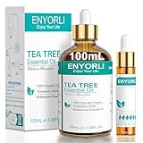 ENYORLI Teebaumöl 100ml Naturrein Tea Tree Oil 100% Reines und Ätherisches Aromatherapieöl Vegan Teebaum Ätherisches Öl für Diffuser,Shampoo, Gesicht,Haut, und Anti Picke, Nagel