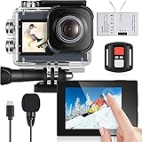 icefox Action Cam 4K Unterwasserkamera Wasserdicht 40M Ultra HD 20MP Kamera 170 Degree Ultra-Weitwinkel WiFi Camcorder EIS Stabilisierung mit Dual 1350 mAh Akku
