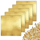 CZ Store Blattgold - 100 Stück, 14-cm-Blätter Set zum Vergolden, für Kunst & Handwerk, DIY-Projekte, Notizbuch & Geschenk - Metallischer Schimmer, Glatte Textur