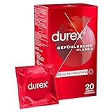 Durex Gefühlsecht Classic Kondome – Dünne Kondome mit anatomischer Easy-On-Form & mit Silikongleitgel befeuchtet – 20er Pack (1 x 20 Stück)