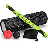 Odoland Faszienrolle Faszien Set 5 in 1 mit Foam Roller (45 x 14cm) Schaumstoffrolle Massageroller Stab Massagebälle für Faszientraining von Muskeln und Entlastung Muskelkate