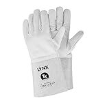TK Gloves LYNX Schweißerhandschuh Montage-Handschuhe aus Leder/Größe 09, 1 Paar Weiße/Handschuhe Arbeitshandschuhe/ungefütterter Schweißschutzhandschuh/vollnarbiges Ziegenleder