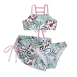 IQYU Kinderbadeanzug 92 Kleinkind-Mädchen 3-teilige Badeanzüge Soild Bikini-Badeanzug-Slips Mädchen-Bikini-Strand-Badebekleidungs-Set Bikini Kinder 140 Mädchen (Z02-B-Pink, 3-4 Years)