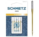 SCHMETZ Nähmaschinennadeln | 5 Gold Jeans-Nadeln | 130/705 H-JT | Nadeldicke: 100/16 | Geeignet für das Vernähen von Jeans und ähnlichen Stoffen | Auf allen gängigen Haushaltsnähmaschinen einsetzbar