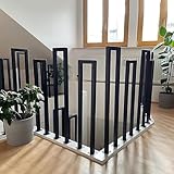 T-ZBDZ Treppengeländer Innen Schwarz, Treppengeländer U Form, U Förmiger Geländer Treppe Außen, Metall Handlauf Treppe für Treppen Terrass Flure Wohnungen Villen, Geländer Vertikal Montiert, 100cm