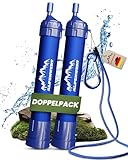 ALPENWERT Wasserfilter Outdoor Doppelpack - Trinkwasserfilter für 4000 Liter gefiltertes Wasser - Trinkwasseraufbereitung die 99,99% aller Keime und Bakterien abtötet