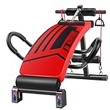 Sit Up AB Bank mit Widerstandsbändern, verstellbare Hantelbank für Ganzkörpertraining, Neigung und Neigung, Hantelbank für Indoor-Workout, Heim-Fitnessstudio, Gewichtheben und Krafttraining