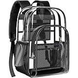 PAMANO Transparenter Rucksack – robust, transparent mit verstärktem Boden, Schwarz, Classic