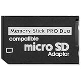 Ociodual Micro SD/TF 64GB auf Memory Stick PRO Duo MS Karte Adapter Schwarz Speicherkartenadapter Konverter für Sony PSP Slim