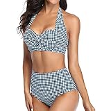 riou 2021 Bikini-Set für Damen, zweiteilig, hohe Taille, tiefer V-Ausschnitt, Größe L, gepolstert, sexy, Badeanzug, Badeanzug, Tops und Bikinis, Schwarz Medium
