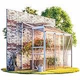 GARDEBRUK® Beistell Aluminium Gewächshaus 3,8m³ mit Fundament 190x122cm Treibhaus Gartenhaus Frühbeet Pflanzenhaus