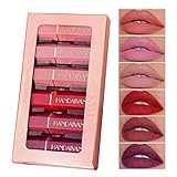 MINYUN BEAUTY Colors Wasserfestes, mattes, flüssiges Lippenstift-Set, wasserfester, langlebiger Lipgloss, antihaftbeschichteter Cup-Lipgloss, Kuss, nährender Lippenstift, 12 Stunden Halt, ohne auszutr