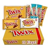 TWIX Fan-Box I Schokoriegel Mix-Box I 7 Packungen I 22 Riegel I 6 Sorten I 820g I White I Salted Caramel I Original Schokolade I Xtra I Minis