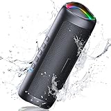 UOHHBOE Bluetooth Lautsprecher Bluetooth 5.3 Tragbarer Musikbox Bluetooth Box mit TWS Stereo RGB Lichter 24 Stunden Laufzeit 30 Meter Bluetooth Reichweite Freisprechfunktion IPX5 Wasserdicht