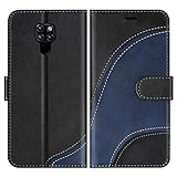 BoxTii Hülle für Huawei Mate 20, Leder Handyhülle für Huawei Mate 20, Ledertasche Klapphülle Schutzhülle mit Kartenfächer und Magnetverschluss, Schwarz