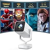 【Elektrischer Fokus】Mini Beamer Auto Trapezkorrektur 270° Drehung Tragbarer Heimkino Projektor Full HD 1080P Unterstützt Bluetooth WiFi6 AKATUO Portable Smart Videoprojektor für Phone/TV Stick/Outdoor