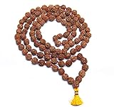Wonder Care Rudraksh Natural 5 Face 12mm Mala mit 108 + 1 Bead - Rudraksha Seeds Religious Ornament Rosenkranz Japa Mala Halskette - Importiert aus Nepal [12mm]