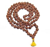 Wonder Care Rudraksh Natural 5 Face 12mm Mala mit 108 + 1 Bead - Rudraksha Seeds Religious Ornament Rosenkranz Japa Mala Halskette - Importiert aus Nepal [12mm]