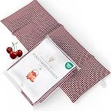 Strauss Home® Kirschkernkissen Gross, Mikrowelle, Körnerkissen Mikrowelle, Wärmekissen Nacken Schulter, Baumwollstoff 50x20cm mit Bezug (Rot Vintage)